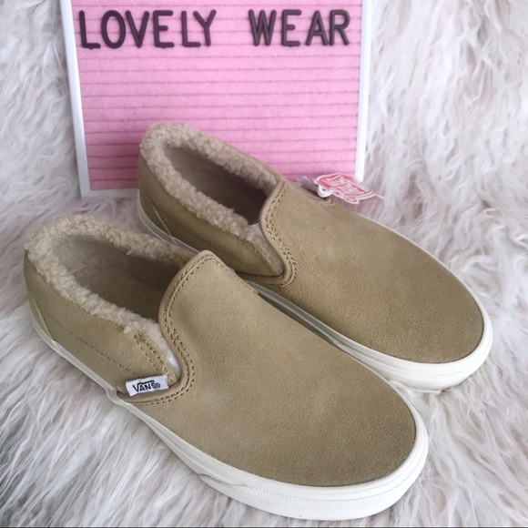fuzzy vans slip ons womens